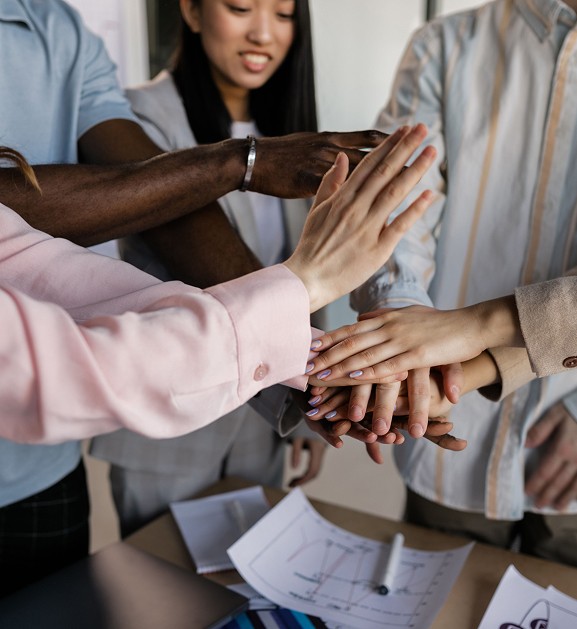business team high five